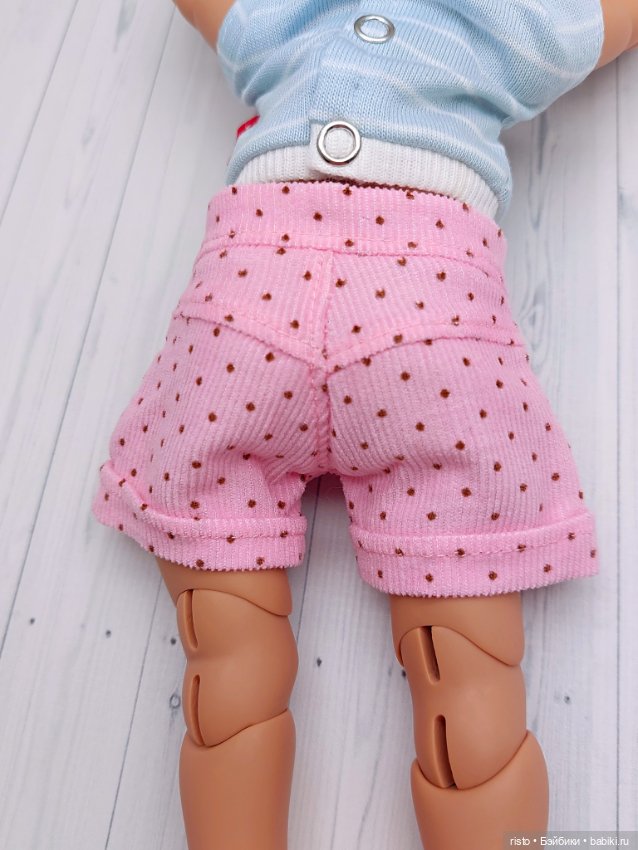 Вельветовые розовые шорты с отворотами для пельменей Meadow dolls (фото 5)