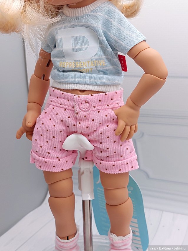 Вельветовые розовые шорты с отворотами для пельменей Meadow dolls (фото 3)