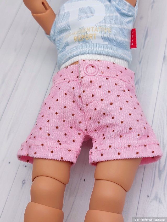 Вельветовые розовые шорты с отворотами для пельменей Meadow dolls (фото 4)