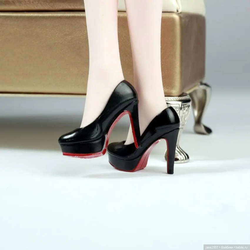 Лот обуви для Phicen и кукол с большой стопой (3.5 см) - туфли черные и белые - новые (фото 7)