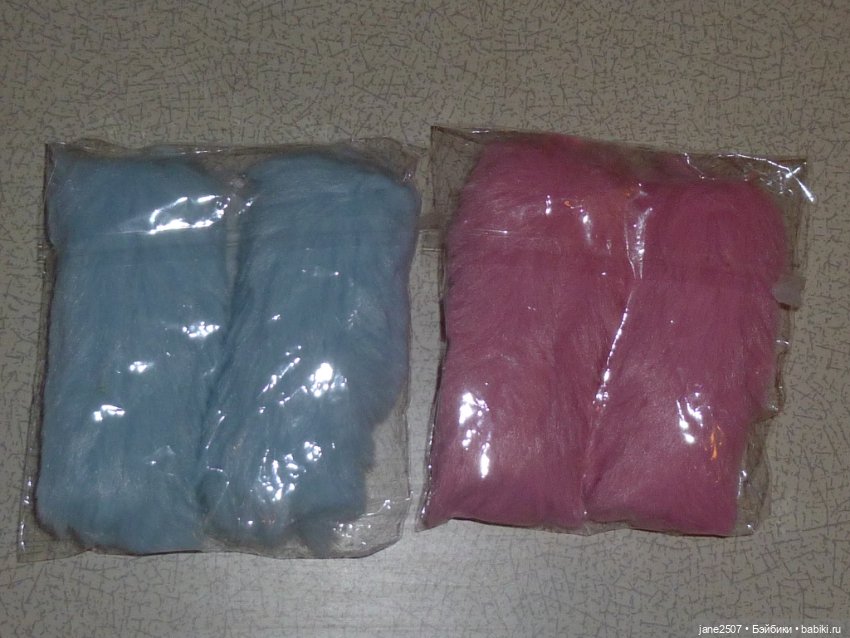 Меховые накладки на ноги для Барби, Поппи Паркер, кукол 12 дюймов (розовые и голубые, одним лотом) (фото 2)