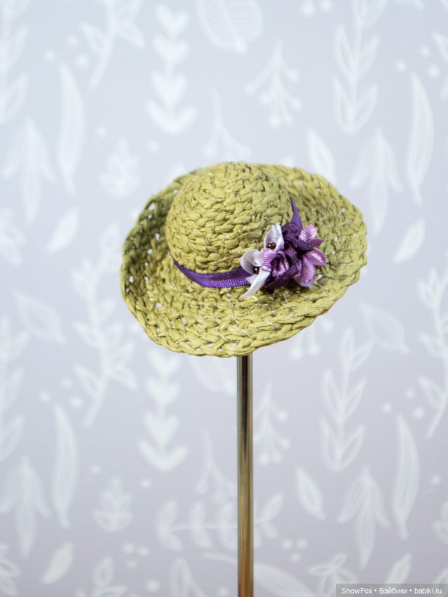 Соломенная шляпка для кукол с обхватом головы 9,5 см (фото 2)