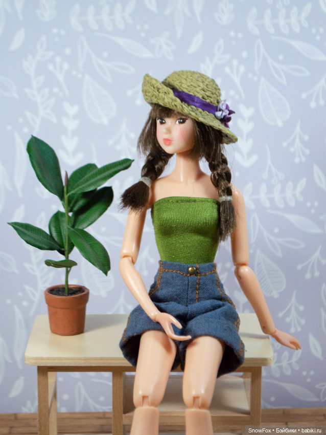 Соломенная шляпка для кукол с обхватом головы 9,5 см (фото 3)