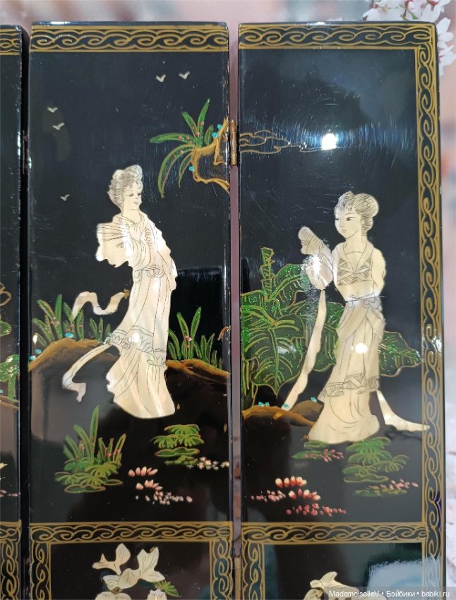 Ширма лаковая инкрустация перламутром (фото 8)