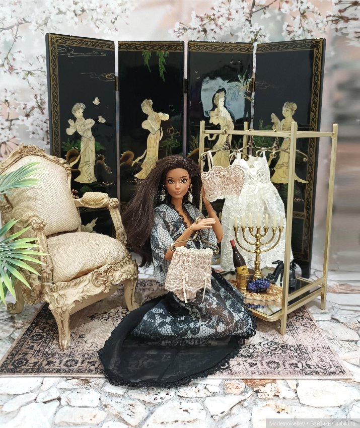 Ширма лаковая инкрустация перламутром