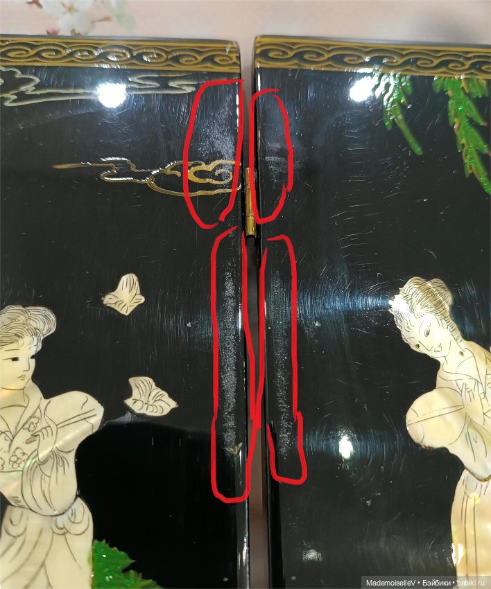 Ширма лаковая инкрустация перламутром