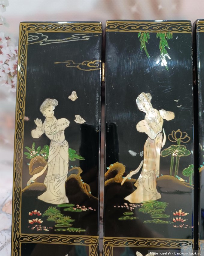 Ширма лаковая инкрустация перламутром (фото 7)