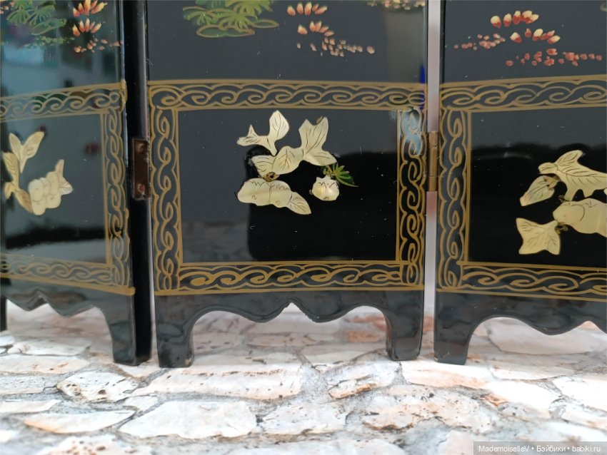 Ширма лаковая инкрустация перламутром (фото 9)