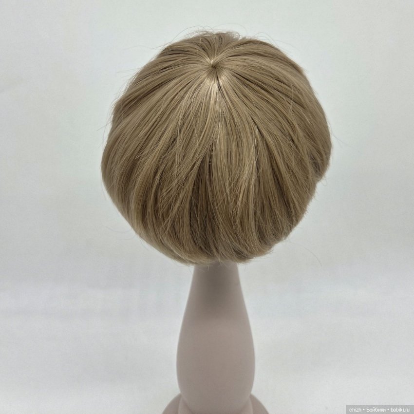Парик для кукол, волосы короткие, цв.блонд бежевый (16), обхват головы 27 см, П-07 (фото 3)