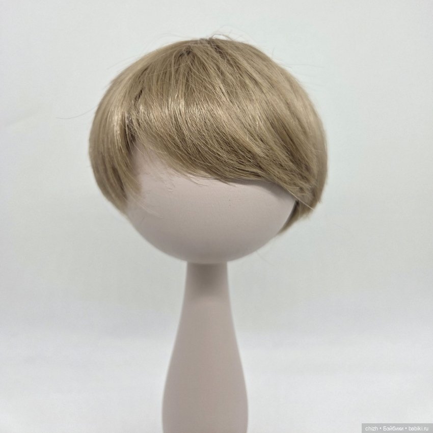 Парик для кукол, волосы короткие, цв.блонд бежевый (16), обхват головы 27 см, П-07 (фото 6)