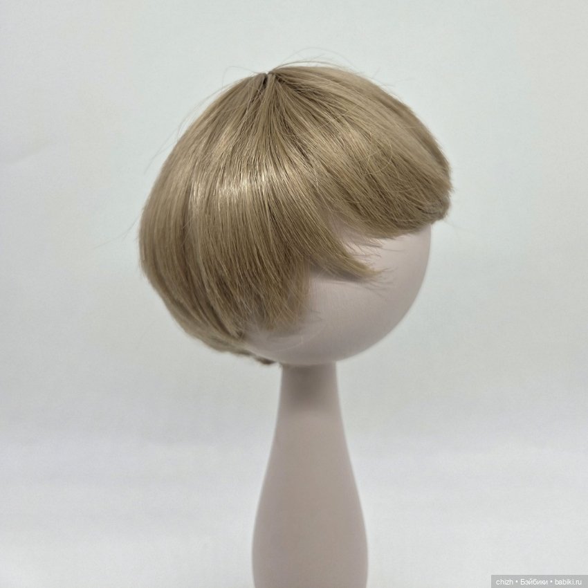 Парик для кукол, волосы короткие, цв.блонд бежевый (16), обхват головы 27 см, П-07 (фото 5)