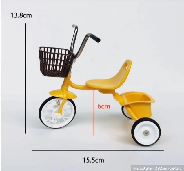 Велосипед желтый для кукол формата 1/6