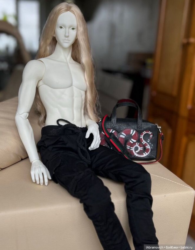 Набор кожаная сумки и меховые мюли для BJD (фото 7)