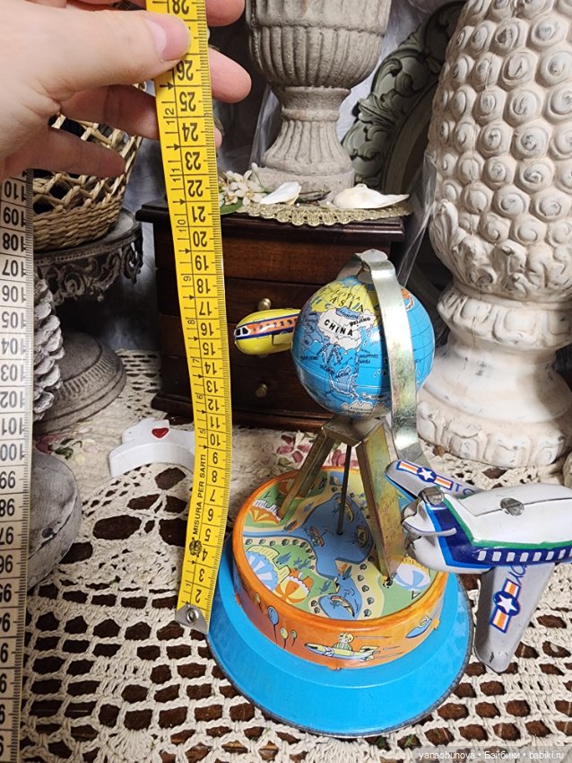 Заводная коллекционная винтажная игрушка самолеты, работает (фото 5)