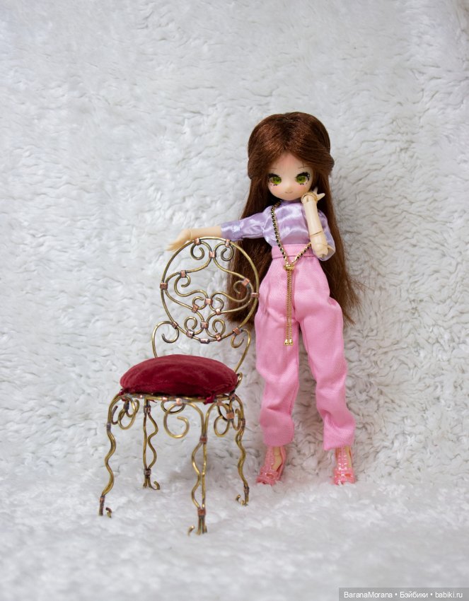 Миниатюра кованый стул с подушкой для куклы 1/6 (фото 5)