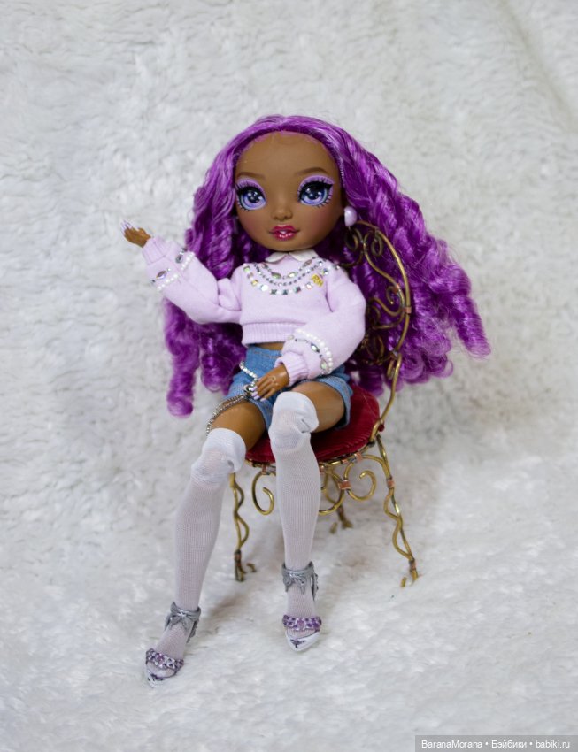 Миниатюра кованый стул с подушкой для куклы 1/6 (фото 7)