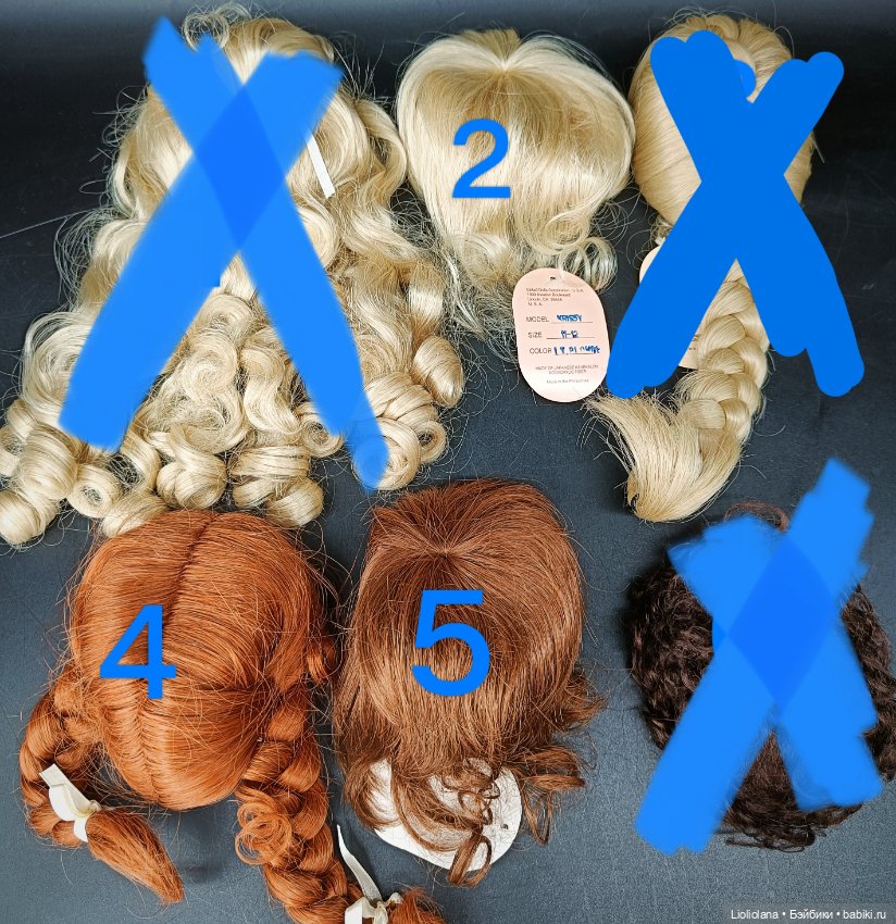 Винтажные парики для кукол Размер 11"-12" (фото 6)