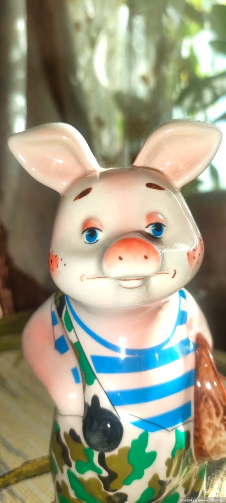 Статуэтка, фигурка, карандашница, вазочка Гжель. Поросёнок (фото 8)
