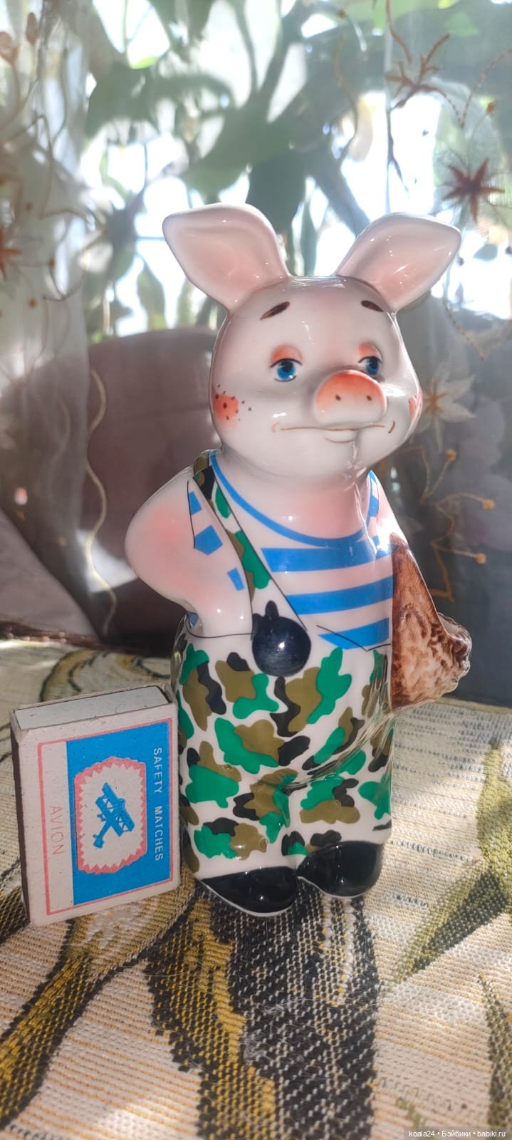 Статуэтка, фигурка, карандашница, вазочка Гжель. Поросёнок (фото 9)
