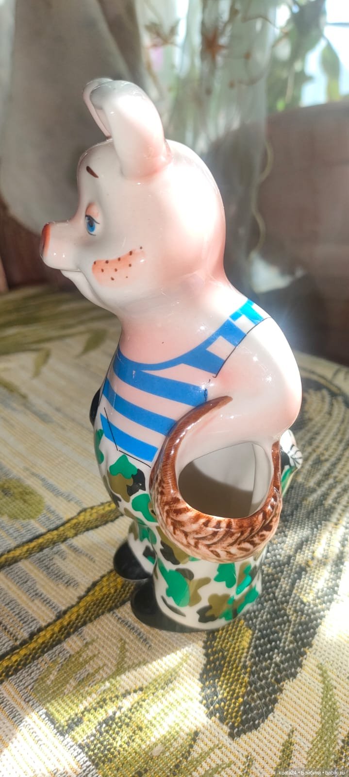 Статуэтка, фигурка, карандашница, вазочка Гжель. Поросёнок (фото 5)