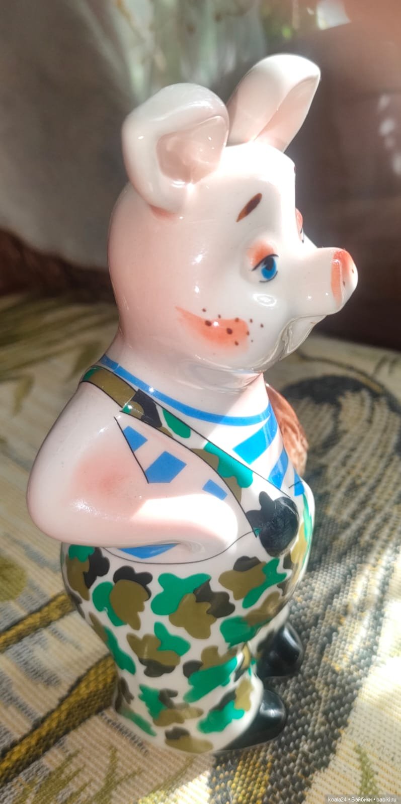 Статуэтка, фигурка, карандашница, вазочка Гжель. Поросёнок (фото 10)