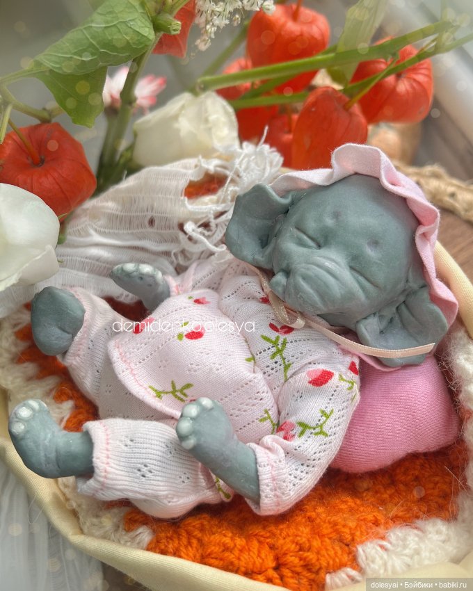 Слонёнок Груня , кукла младенец (фото 5)