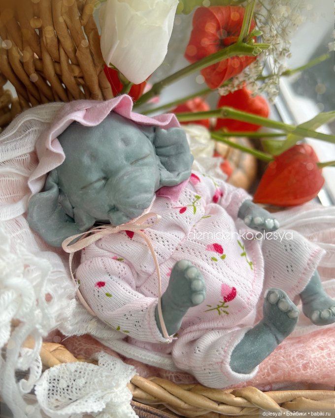 Слонёнок Груня , кукла младенец