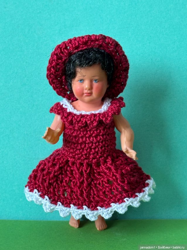 Целлулоидная куколка с красивым мейком Petitcollin, высота 8 см (фото 3)