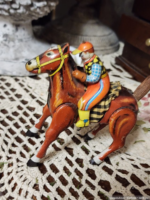 Старинная заводная игрушка ковбой, Япония