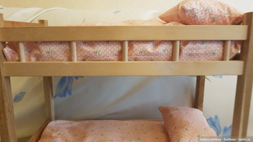 Набор: Винтажная деревянная двухъярусная кровать с новой постелькой (фото 2)