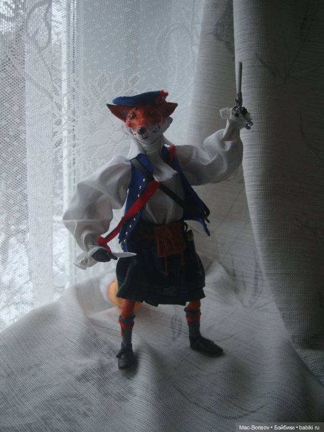 Хитрый шотландский лис, авторская кукла (фото 7)