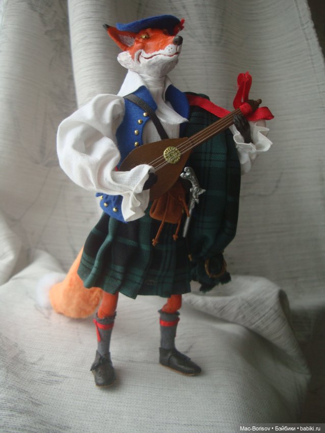 Хитрый шотландский лис, авторская кукла (фото 3)