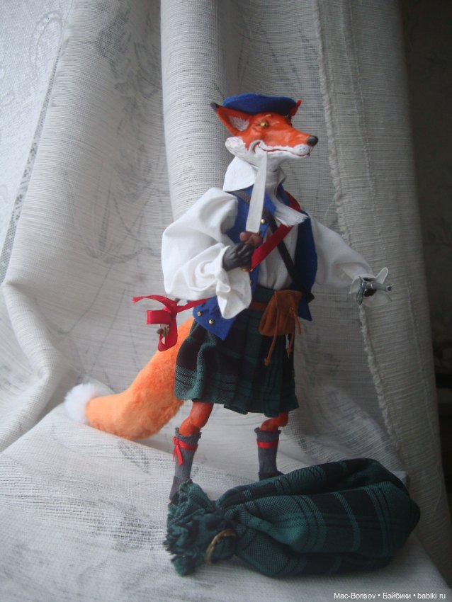 Хитрый шотландский лис, авторская кукла (фото 6)