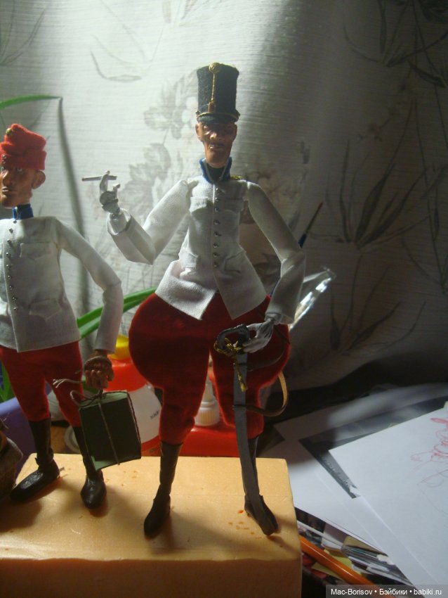 Офицер и денщик, авторская парная кукольная композиция (фото 5)