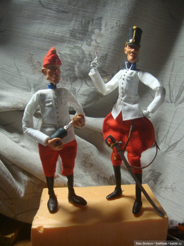 Офицер и денщик, авторская парная кукольная композиция (фото 4)