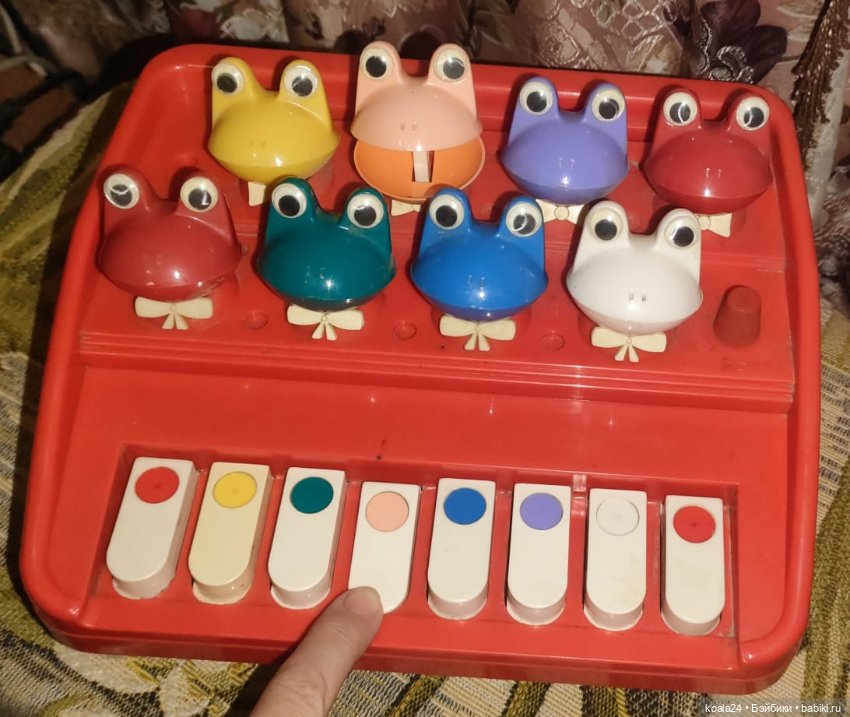 Игрушка СССР Электромузыкальная Пианино "Поющие лягушата" Пластмасса (фото 9)