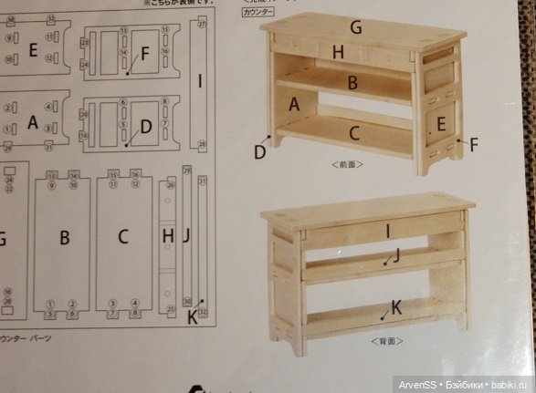 Сборная тумба (в прихожую или на кухню) Wood Craft для кукол 1/12 (фото 3)