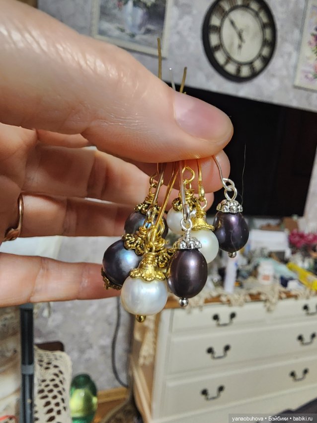 Серьги из натуральных камней для антикварных кукол (фото 2)