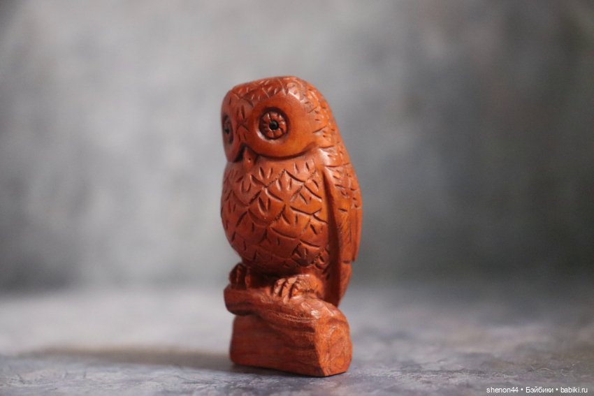 Нэцкэ "Сова", японский самшит, ручная работа. Винтаж (фото 3)