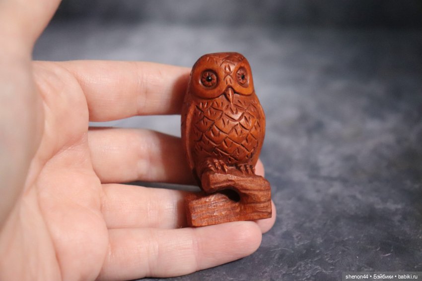 Нэцкэ "Сова", японский самшит, ручная работа. Винтаж (фото 6)