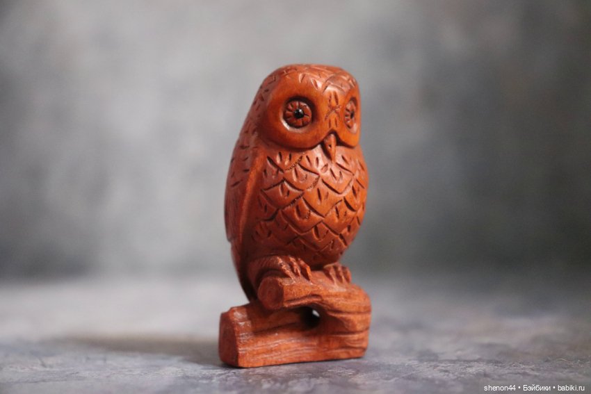 Нэцкэ "Сова", японский самшит, ручная работа. Винтаж