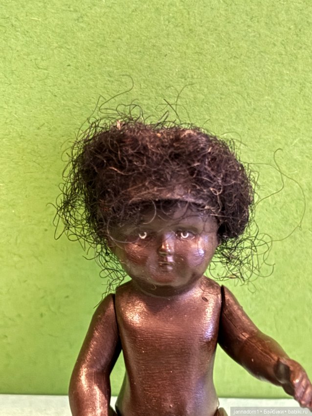 Редкая целлулоидная куколка Minerva негритяночка, высота 9 см (фото 6)