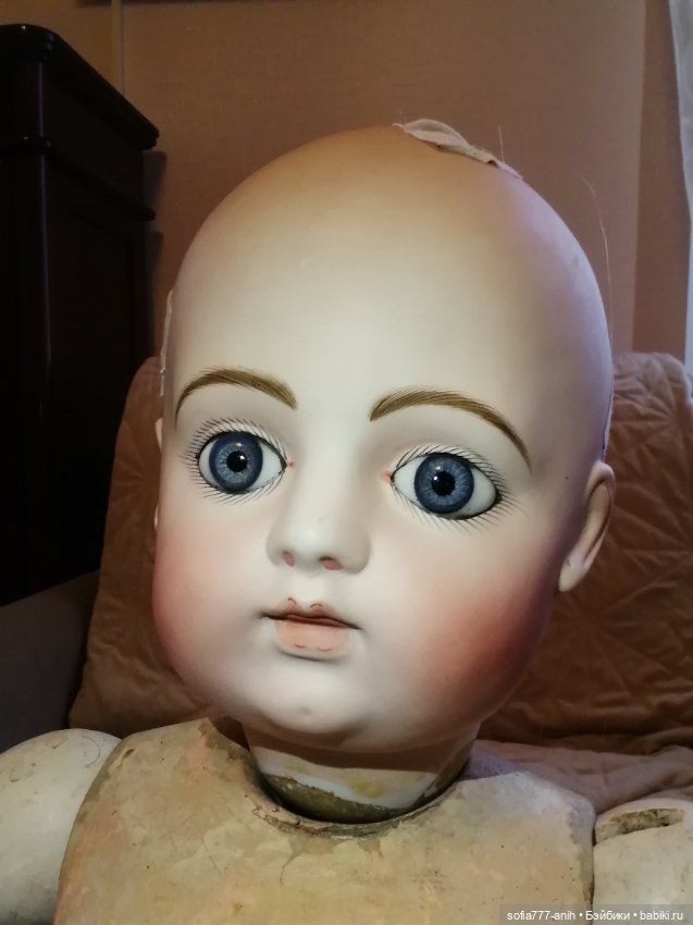Антикварная ранняя огромная французская кукла фабрики Gaultier Block лицо Bru (фото 2)