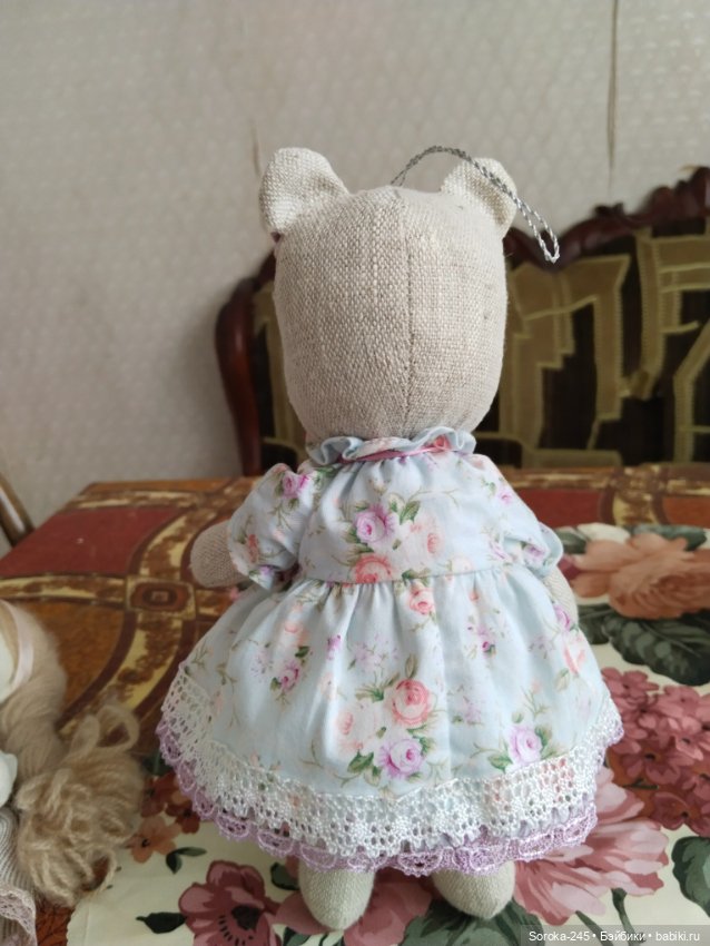 Текстильные куколка и мишка (фото 5)