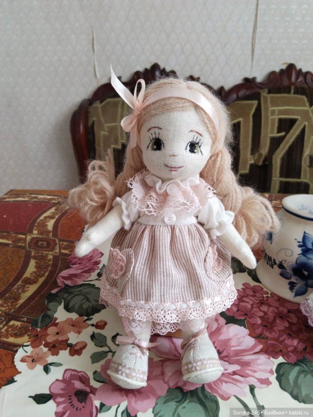Текстильные куколка и мишка (фото 2)