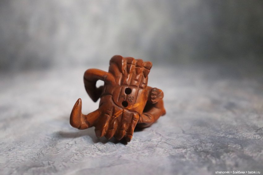 Нэцкэ "Обезьяна и краб". Подписана автором (фото 6)