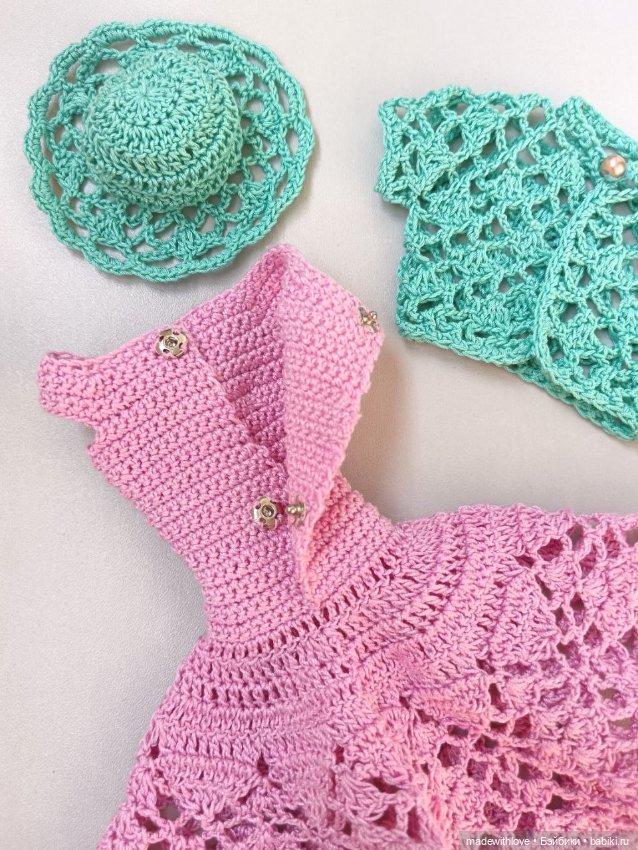 Вязаный комплект(платье,болеро,шляпа) (фото 2)