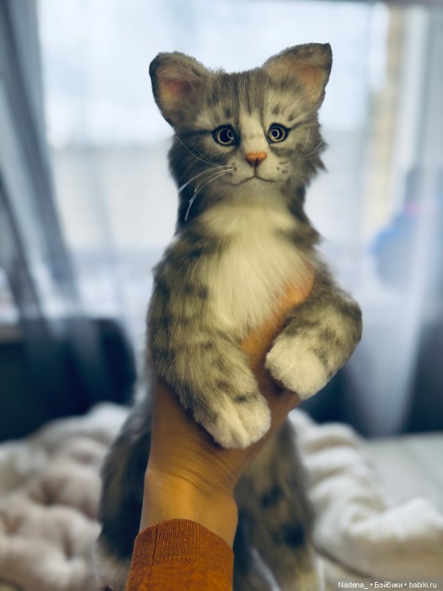 Авторская игрушка серый Котенок (фото 3)