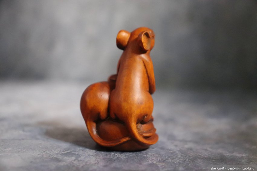 Нэцкэ "Мышки на мешке крупы" Винтаж, подписана (фото 2)