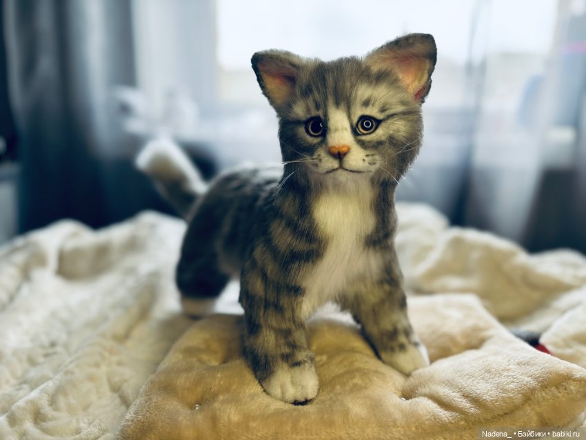 Авторская игрушка серый Котенок (фото 7)